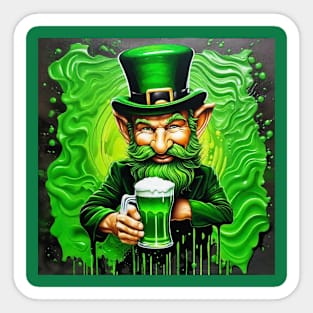 St. Patrick's Day Leprechaun Drinking Green Beer Sticker